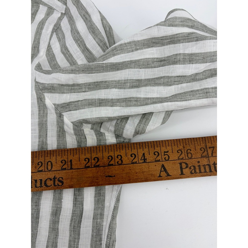 Suitsupply 100% Linen Shirt, Slim Fit , Striped Olive Green, Luxury, Size 41/42 - Picture 4 of 7
